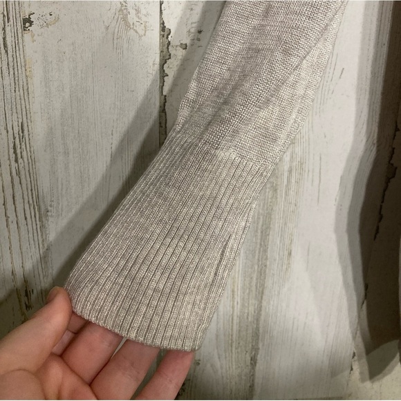 Garnet Hill Cream Soft Knit Ruched Wrap Cardigan Open Sweater Medium - Picture 4 of 9